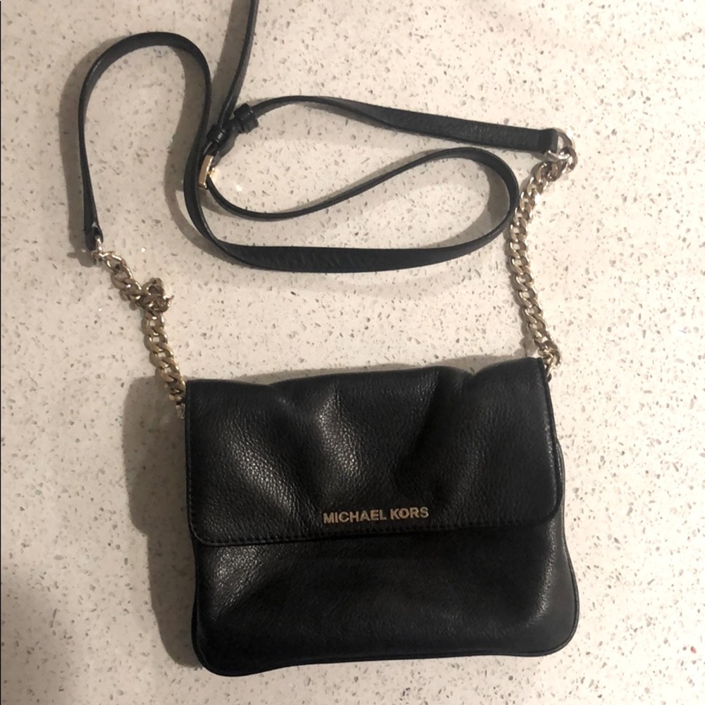Black leather Michael kors cross body bag